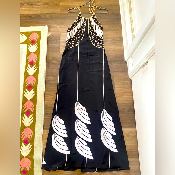 Vintage Y2K Diane Von Furstenberg Silk Halter Maxi Dress - Picture 1 of 8